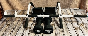 lot 214 image: Perfect Push Up, 10 Lb Barbells &amp Pull Up Bar