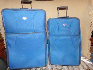 lot 195 image: Two American Tourist Blue Luggage Bags With Handle & Wheels Easy Storage