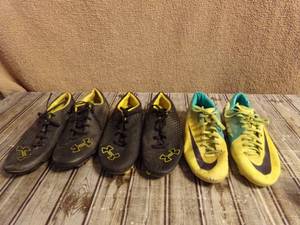 lot 201 image: Three Pairs of Under Armour and Nike Cleats Size 8 and Size 9