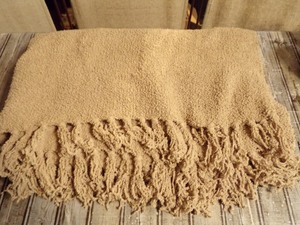 lot 253 image: Tan Soft Fringe Throw Blanket 60 x 50
