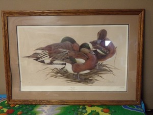 lot 268 image: Large Frame Sittin Pretty Art Lamay Ducks Unlimited 1990 Fly Away Collection