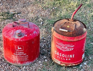 lot 65 image: Vintage Metal John Deere and Eagle Gas Cans