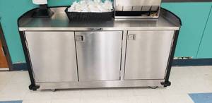 lot 9 image: Lakeside 3-Door Rolling Stainless Steel Cabinet, Model SP-3437, Contents Not Included