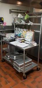 lot 20 image: Seco Stainless Steel Rolling Prep Table w Shelf, Measures 48 x 68 x 55, Contents not Included