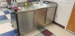 lot 4 image: Lakeside 3-Door Rolling Stainless Steel Cabinet, Model SP-3437, Contents Not Included