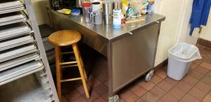lot 16 image: Atlas Stainless Steel Rolling Prep Table Model FT-3