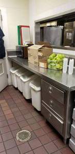 lot 21 image: Long Stainless Steel Prep Table w 3 Drawers, 108 x 30 x 37