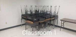 lot 63 image: HUGE Lot of over 180 Student Desks, Chairs, Tables & Teacher Desks.  WOW  SEE DESCRIPTION FOR IMPORTANT PICK UP INFORMATION