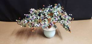 lot 16 image: Vintage Jade Glass Bonsai Tree