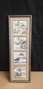 lot 46 image: Vintage Hand-Painted 4 Seasons Framed Art Painted by Chinese Monks - See Photos for Provenance