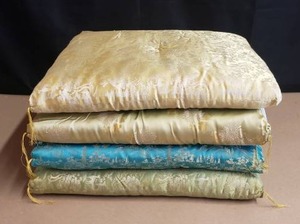 lot 47 image: Lot of 4 Vintage Silk Japanese Zabuton Floor Cushions