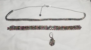 lot 107 image: Matching Sterling Necklace, Bracelet, and 1 Earring - Stamped 925