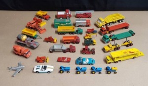 lot 119 image: Large Lot of Vintage Toy Cars, Trucks, and Tractors - 32 Pieces - Corgi, Tonka, Midge, Matchbox, Tootsietoy, Solido, Lesney, Husky