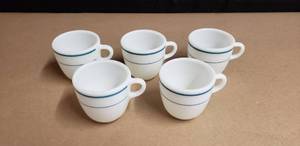 lot 153 image: Lot of 5 ORIGINAL Pyrex Corning 723-33 Coffee Mugs, Milk Glass