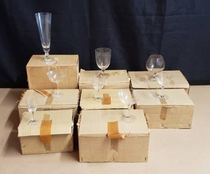 lot 192 image: Large lot of Vintage Wheat Pattern Crystal Barware - 60 Total Pieces