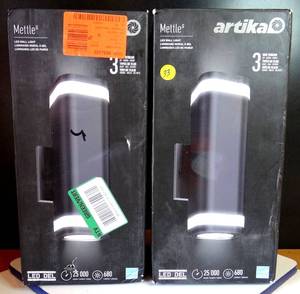 lot 33 image: Artika Medium Mettle Black Integrated LED Outdoor Wall Mount Cylinder (2X$)