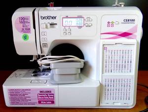 lot 38 image: Brother CE8100 120-Stitch Computerized Home Decor Sewing And Quilting Machine - $$$