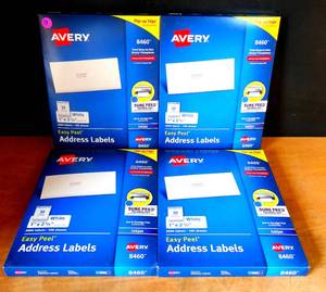 lot 73 image: Avery 8460 White Easy Peel Address Labels, InkJet Printable - 3000Pack - (4X$)
