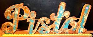 lot 192 image: AWESOME METAL PISTOL METAL WALL DISPLAY - APPROX 34 WIDE