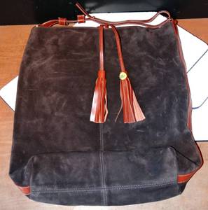 lot 291 image: Lisa Robertson Angelina Leather Suede Equestrian Trim Hobo Bag $$$
