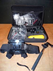 lot 321 image: GO PRO LOADED ACCESSORY MOUNTING KIT, UNDER WATER HOUSING, AND REMOTE IN STORAGE BAG