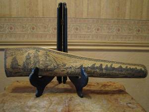 lot 2 image: SCRIMSHAW RESIN WHALE BONE REPRO, LABELED WHALER TOPAZ OFF MARGUESAS IS. - JANUARY 1840 W SIGNATURE JAMES ALLEN