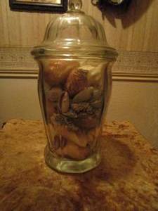 lot 28 image: GLASS JAR FILLED W MANY SEE SHELLS
