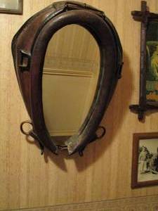lot 13 image: ANTIQUE HORSE YOKE MIRROR
