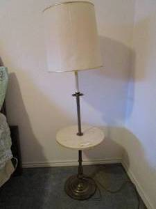 lot 31 image: VINTAGE FLOOR LAMP WITH&nbsp MARBLED TABLE.&nbsp