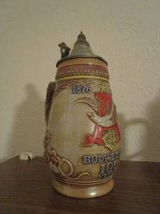 lot 46 image: VINTAGE ANHEUSER BUSCH 100 YEAR STEIN MADE ESPECIALLY FOR ANHEUSER BUSCH BY CERAMARTE. AMAZING DETAIL