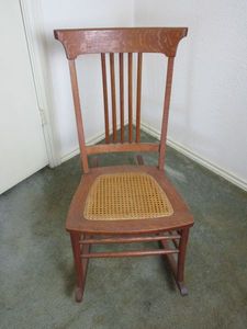 lot 160 image: VINTAGE ROCKING CHAIR W CANED SEAT