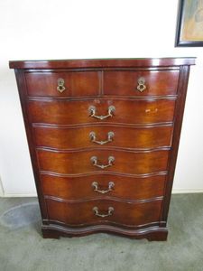lot 170 image: TALL DRESSER, IN GREAT CONDITION, GLASS TOP, MATCHES LOT #165