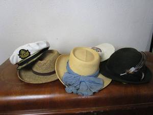 lot 179 image: VINTAGE HAT LOT... GERMAN FEDORA,&nbsp SCALIA COLECTION HAT, CAPTAINS HAT, STRAW SUMMER CLUB HAT STYLED IN AUSTRALIA, AND TWO BASEBALL CAPS ONE BASS PRO CHAMPIONSHIP.