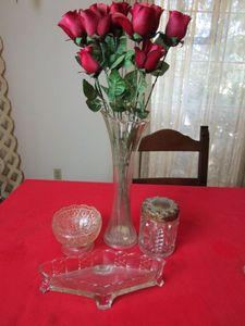lot 109 image: CRYSTAL JAR, DISHES, VASE