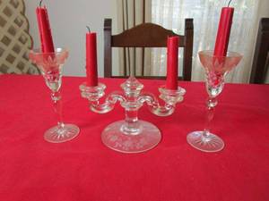 lot 110 image: CRYSTAL CANDLE HOLDERS