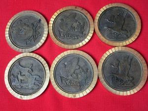 lot 111 image: UNIQUE BRASS COASTERS