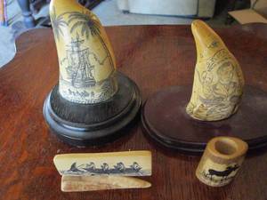lot 183 image: VARIOUS SCRIMSHAW ITEMS