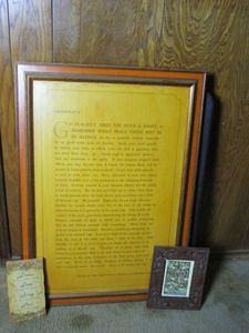 lot 272 image: FRAMED WALL DECOR, VERBAGE DCOR FROM OLD SAINT PAULS CHURCH DATED 1692