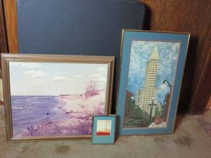 lot 273 image: FRAMED ART WORK INLCUDING THE SMITH TOWER AND MORE..
