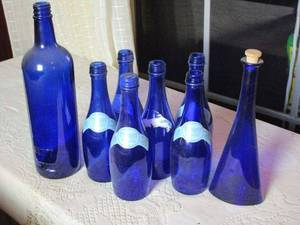 lot 278 image: LOT OF BLUE GLASS TY NANT VINTAGE BOTTLES&nbsp