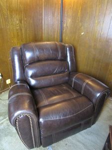 lot 356 image: LEATHER STUDDED RECLINER