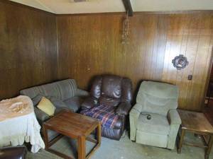 lot 357 image: GENEROUS AMOUNT OF FURNITURE, SMALL SOFA, RECLINERS, SIDE TABLES