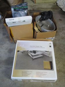 lot 368 image: SEAMLESS CARPET TILES IN BOX 24x24, CORRUGATED PVS DRAIN HOSE, METAL BUCKET &amp MORE