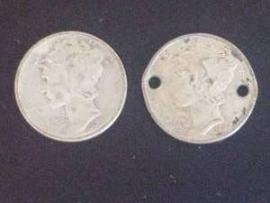 lot 52 image: 1941 and 1942 Mercury Dimes