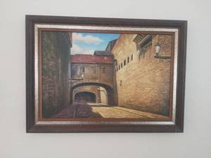 lot 45 image: Framed canvas transfer print of Guanajuato Mexico by Marino Vergara - 20 by 28