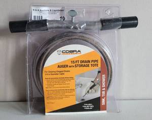 lot 10 image: COBRA TOOLS 15FT DRAIN PIPE AUGER AS SHOWN.