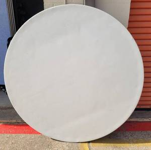 lot 63 image: LIFETIME ROUND 60 INCH WHITE FOLDING TABLE.