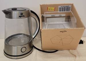 lot 106 image: ROYAL ELECTRIC KETTLE AND COFFEE POD STORAGE HOLDER IN BOX AS SHOWN.