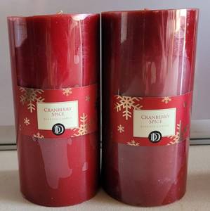 lot 142 image: (2) NEW HOBBY LOBBY 3 X 6 CANDLES AS SHOWN. (SOLD 2 X THE MONEY)