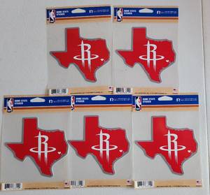 lot 162 image: LOT OF 5 HOUSTON ROCKETS WINDOW DECALS AS SHOWN.